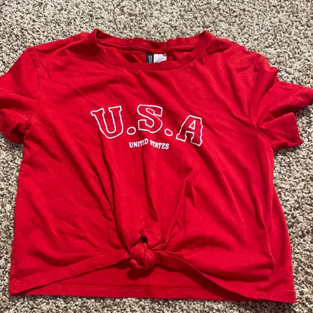 Red USA H&M crop top